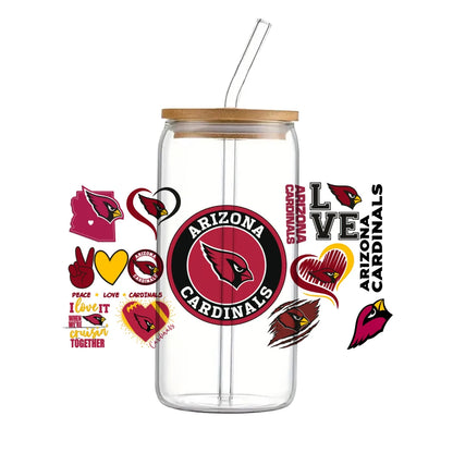 Soccer & Football Sports UV DTF Cup Wrap – 16oz Libbey Glass Can Transfer | Waterproof 3D Sticker