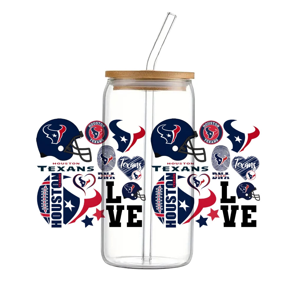 Soccer & Football Sports UV DTF Cup Wrap – 16oz Libbey Glass Can Transfer | Waterproof 3D Sticker