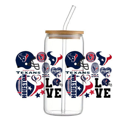 Soccer & Football Sports UV DTF Cup Wrap – 16oz Libbey Glass Can Transfer | Waterproof 3D Sticker