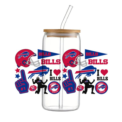 Soccer & Football Sports UV DTF Cup Wrap – 16oz Libbey Glass Can Transfer | Waterproof 3D Sticker