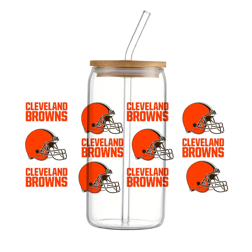 Soccer & Football Sports UV DTF Cup Wrap – 16oz Libbey Glass Can Transfer | Waterproof 3D Sticker