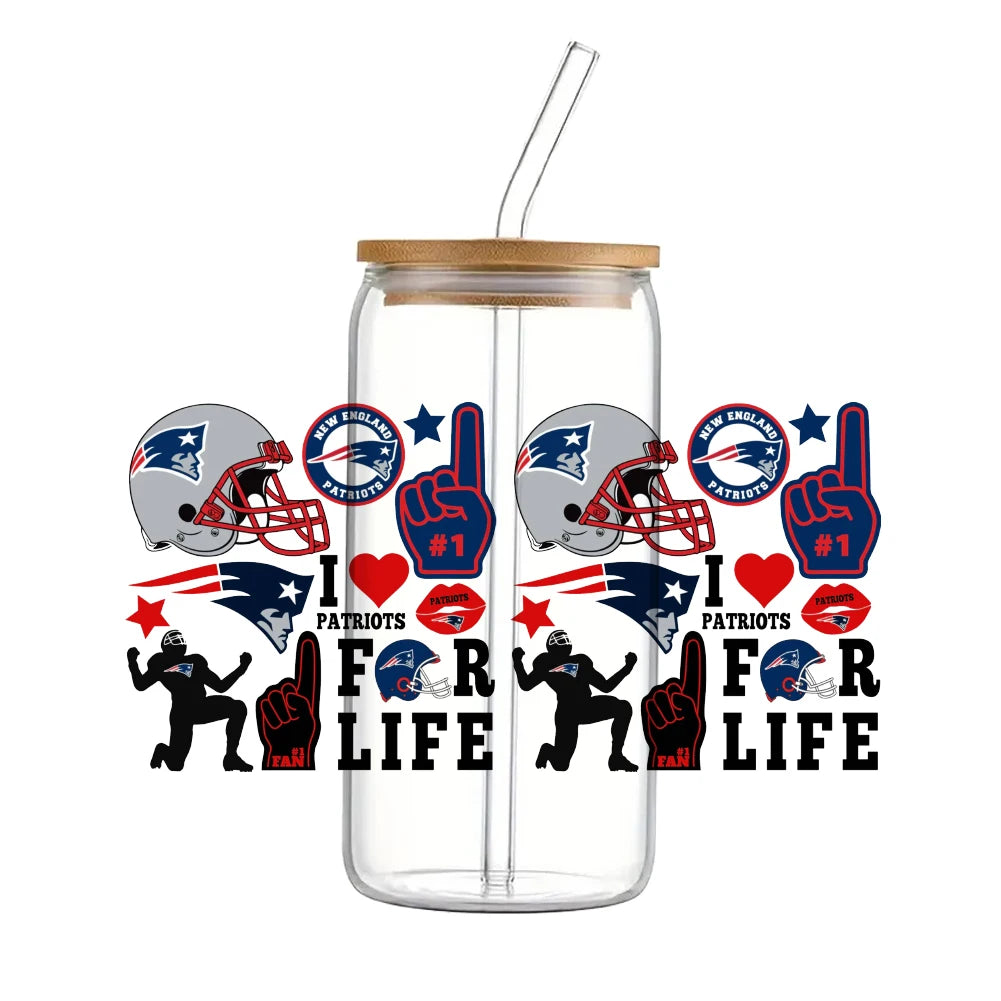 Soccer & Football Sports UV DTF Cup Wrap – 16oz Libbey Glass Can Transfer | Waterproof 3D Sticker