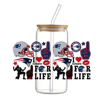 Soccer & Football Sports UV DTF Cup Wrap – 16oz Libbey Glass Can Transfer | Waterproof 3D Sticker