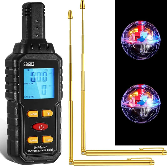 5-Piece Ghosthunting Equipment Kit 1 EMF Radiation  2 LED Cat Balls 2 Copper Track Poles