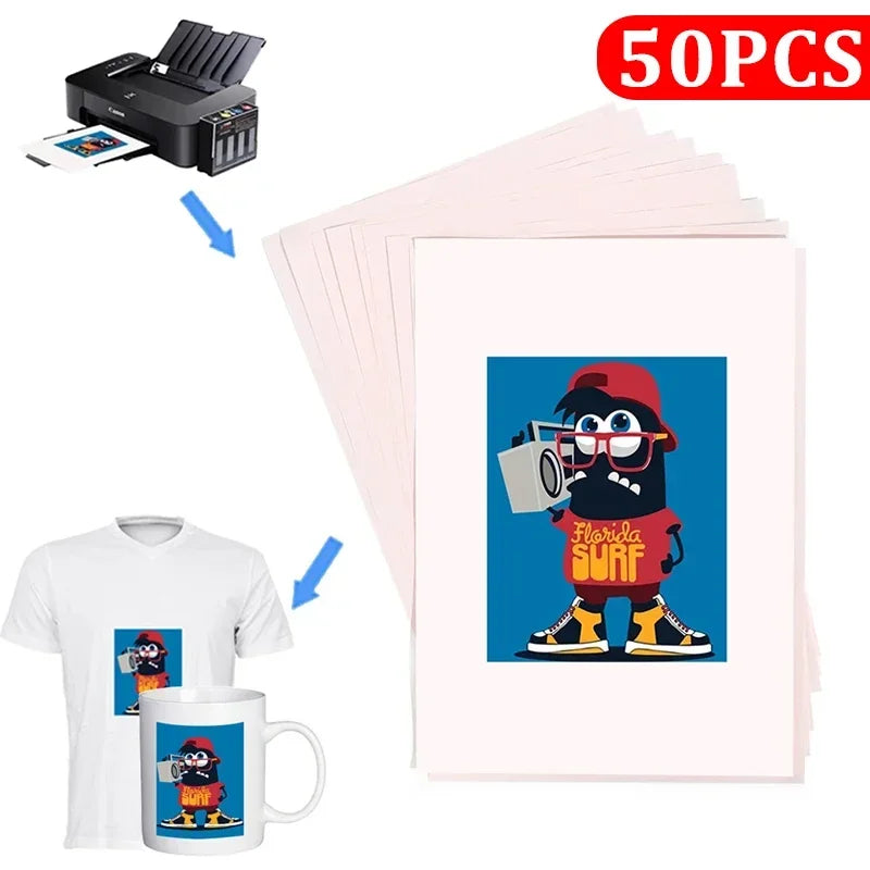 100-10Pcs A4 Sublimation Heat Transfer Papers DIY Printing for Clothes T-shirt Cup Mug Pillow A4 Thermal Transfer Papers