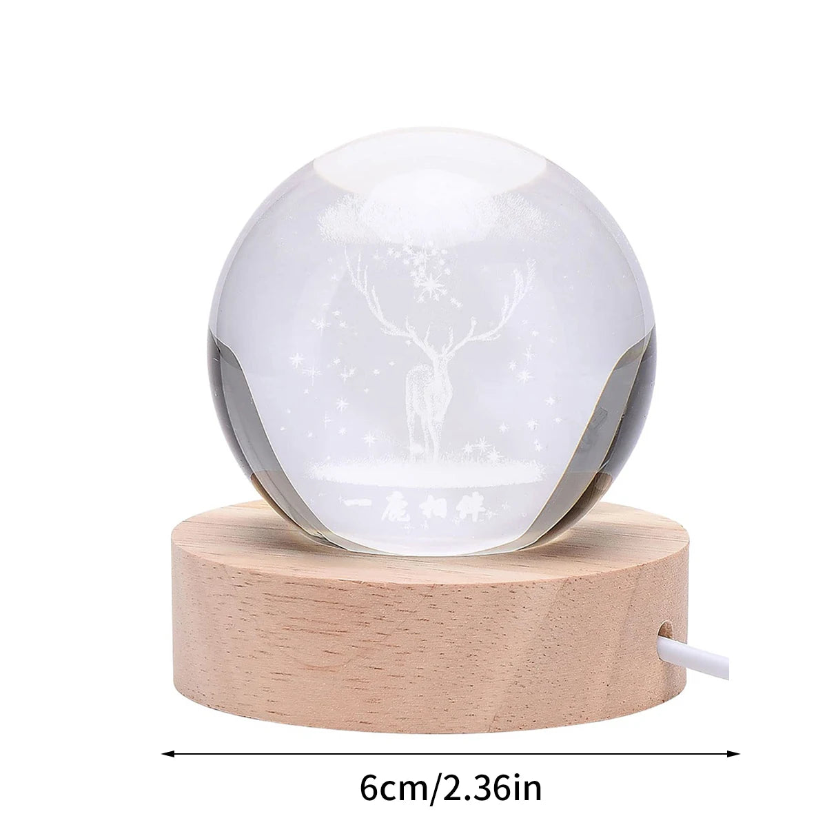 Glowing Crystal Night Light Inside Carved Glass Ball A Deer With The Planet Desktop Ornaments For Women Birthday Gift