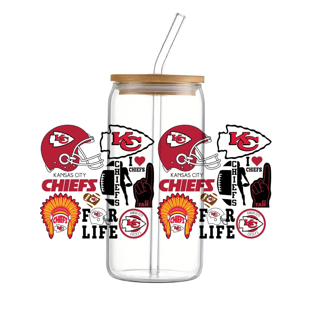 Soccer & Football Sports UV DTF Cup Wrap – 16oz Libbey Glass Can Transfer | Waterproof 3D Sticker