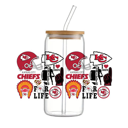 Soccer & Football Sports UV DTF Cup Wrap – 16oz Libbey Glass Can Transfer | Waterproof 3D Sticker