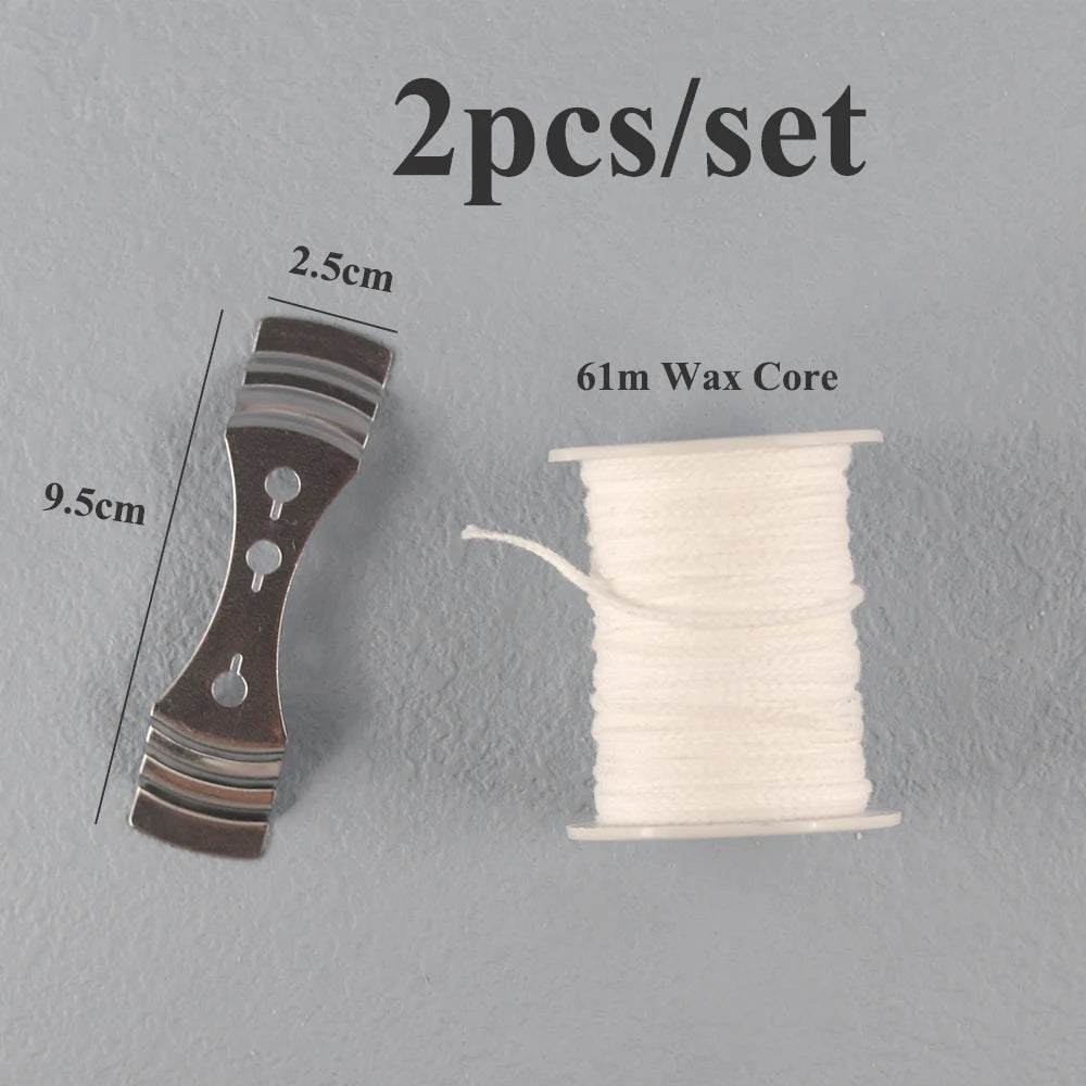 Smokeless Candle Wicks 2.6-20cm Pre-Waxed Cotton Core Wicks with Metal Sustainer Tabs DIY Handmade Candle Making Tools