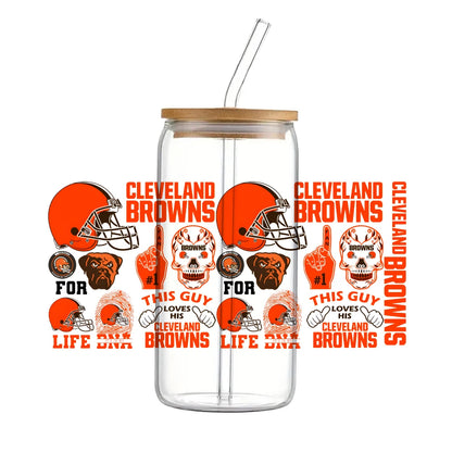 Soccer & Football Sports UV DTF Cup Wrap – 16oz Libbey Glass Can Transfer | Waterproof 3D Sticker