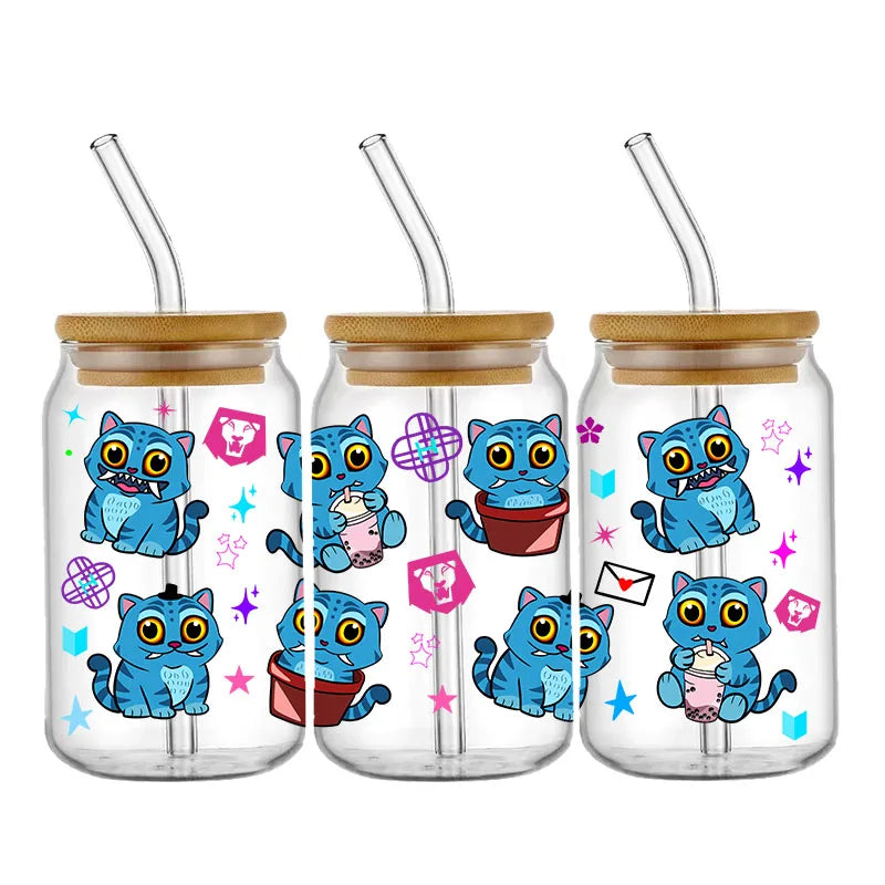 Demon Hunters Team K-Pop Boy Band UV DTF Cup Wrap – 16oz Libbey Glass Can Transfer | Waterproof & Permanent