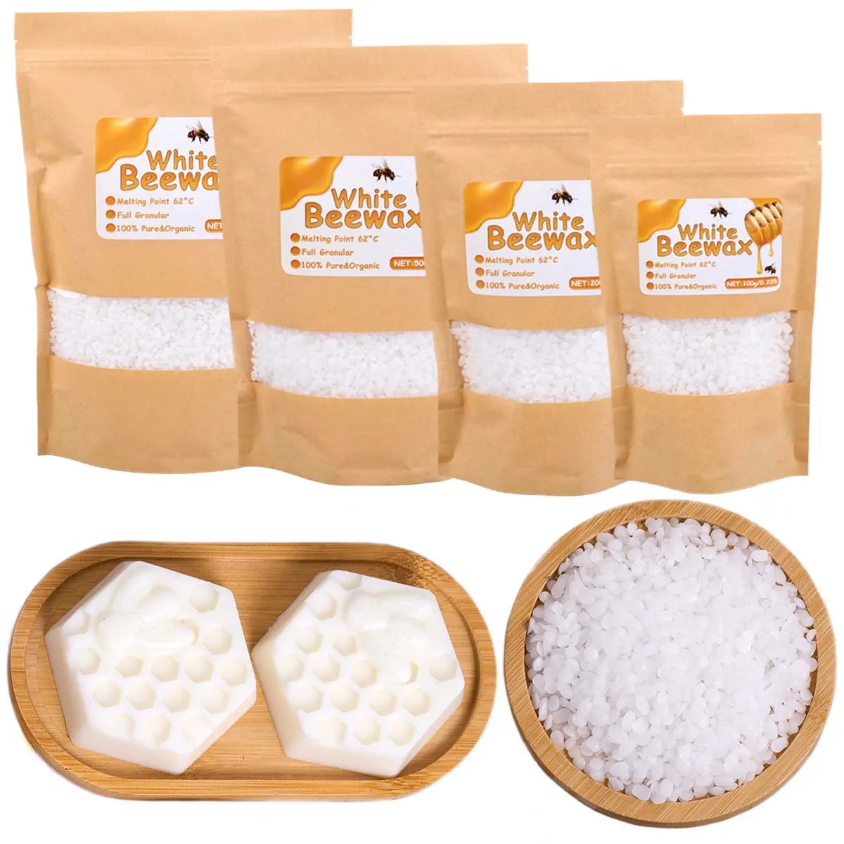 1000g White Beeswax DIY Candle Making Meterial Pure Natural Granular Bag Odorless Wax Particles Raw Materials Handicraft Supplier