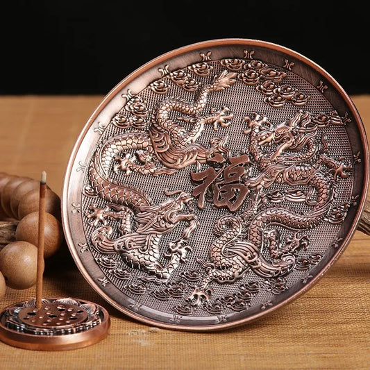 Dragon & Phoenix Antique Bronze Incense Holder – Zodiac Harmony Burner