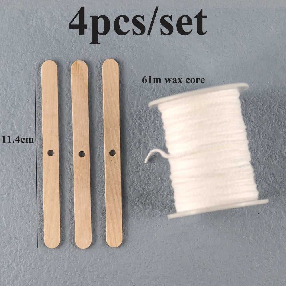 Smokeless Candle Wicks 2.6-20cm Pre-Waxed Cotton Core Wicks with Metal Sustainer Tabs DIY Handmade Candle Making Tools