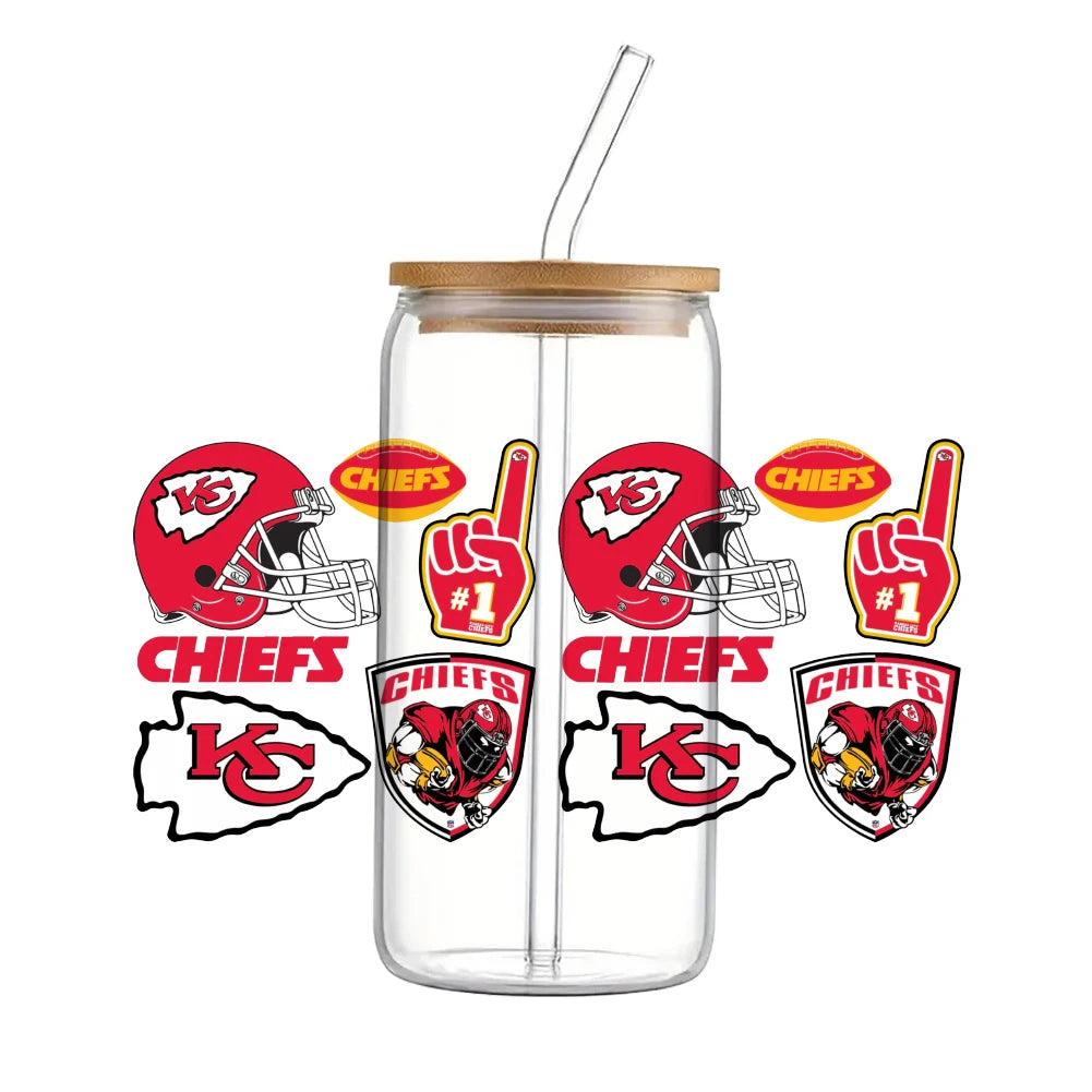 Soccer & Football Sports UV DTF Cup Wrap – 16oz Libbey Glass Can Transfer | Waterproof 3D Sticker