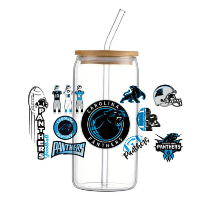 Soccer & Football Sports UV DTF Cup Wrap – 16oz Libbey Glass Can Transfer | Waterproof 3D Sticker