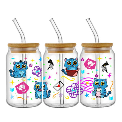 Demon Hunters Team K-Pop Boy Band UV DTF Cup Wrap – 16oz Libbey Glass Can Transfer | Waterproof & Permanent