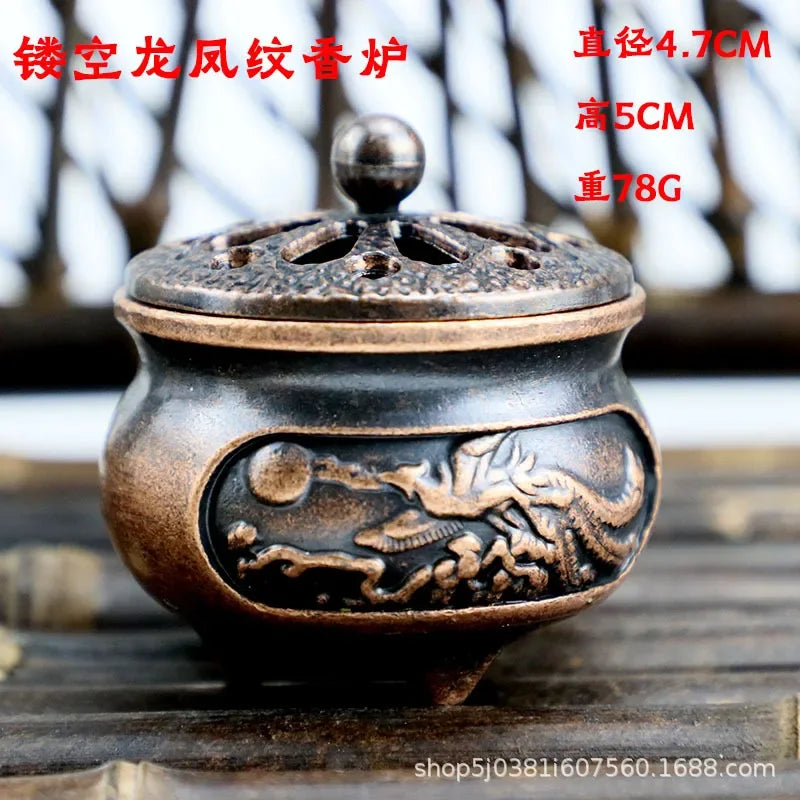 Lotus Harmony Incense Burner – Archaic Copper Buddhist Décor