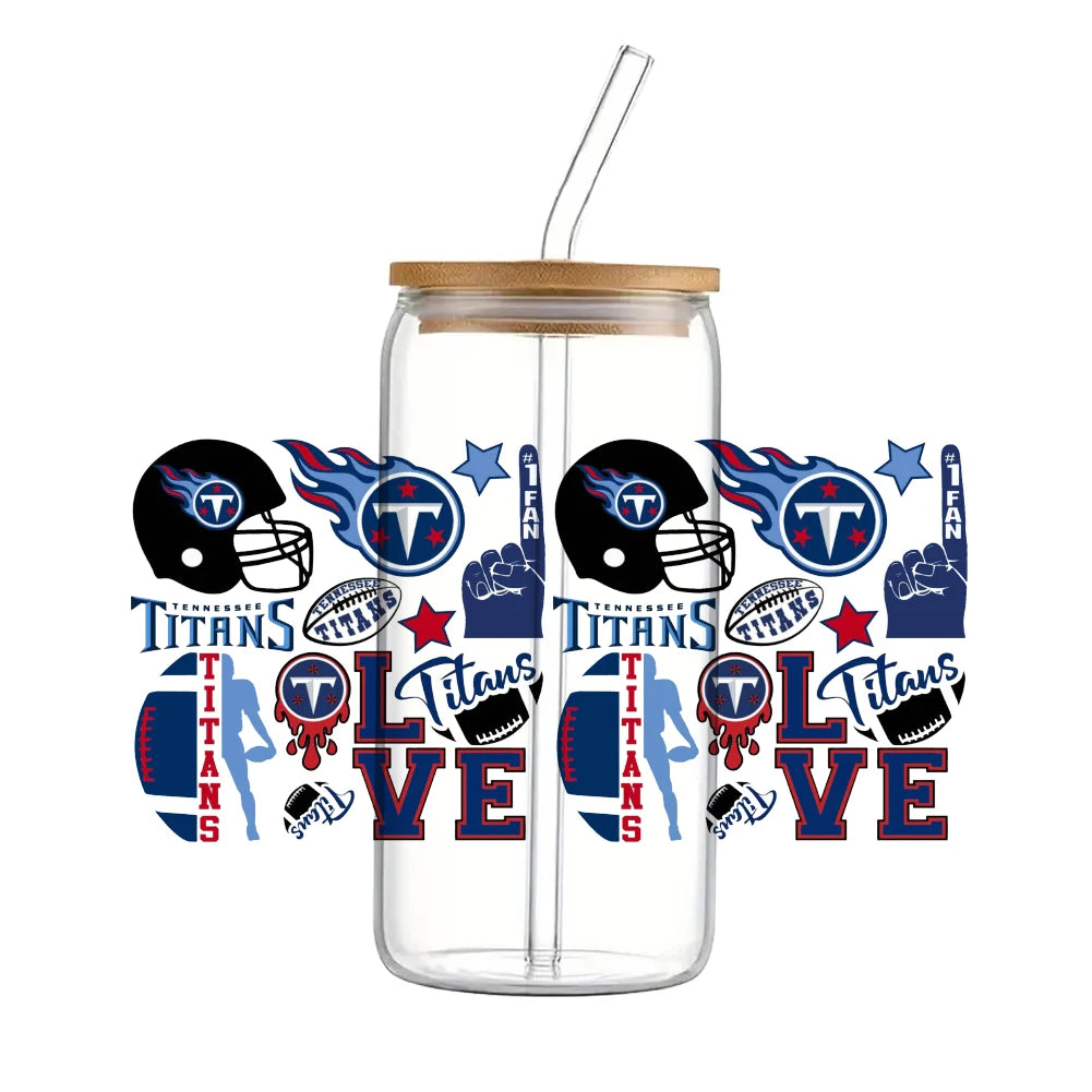 Soccer & Football Sports UV DTF Cup Wrap – 16oz Libbey Glass Can Transfer | Waterproof 3D Sticker