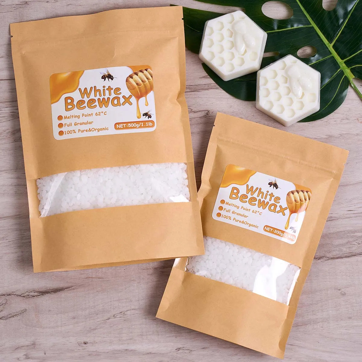 1000g White Beeswax DIY Candle Making Meterial Pure Natural Granular Bag Odorless Wax Particles Raw Materials Handicraft Supplier