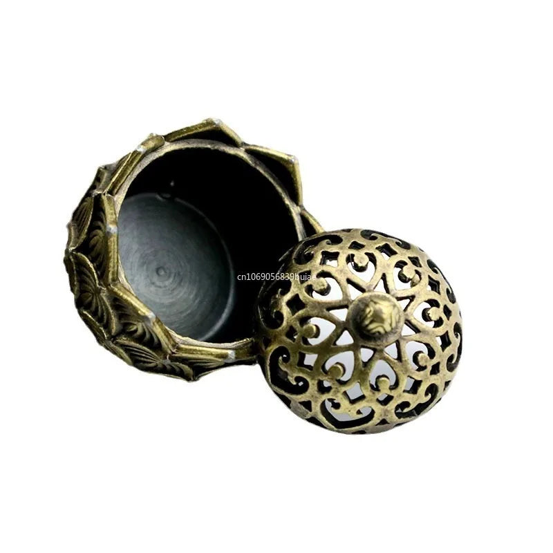 Lotus Harmony Incense Burner – Archaic Copper Buddhist Décor