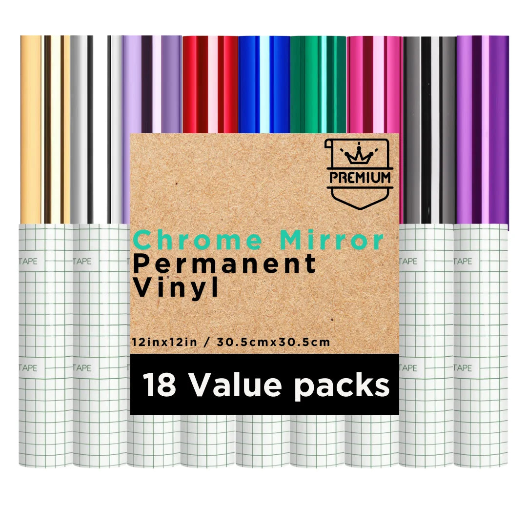 12" x 12" Metallic Permanent Adhesive Vinyl Sheets for Cricut – Mirror Finish DIY Craft Vinyl for Decoration & Custom Decals