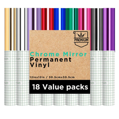 12" x 12" Metallic Permanent Adhesive Vinyl Sheets for Cricut – Mirror Finish DIY Craft Vinyl for Decoration & Custom Decals