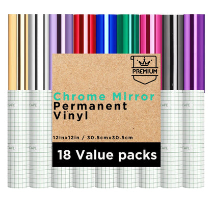 12" x 12" Metallic Permanent Adhesive Vinyl Sheets for Cricut – Mirror Finish DIY Craft Vinyl for Decoration & Custom Decals