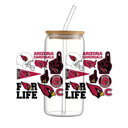 Soccer & Football Sports UV DTF Cup Wrap – 16oz Libbey Glass Can Transfer | Waterproof 3D Sticker
