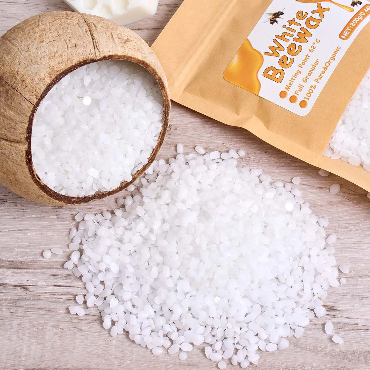 1000g White Beeswax DIY Candle Making Meterial Pure Natural Granular Bag Odorless Wax Particles Raw Materials Handicraft Supplier