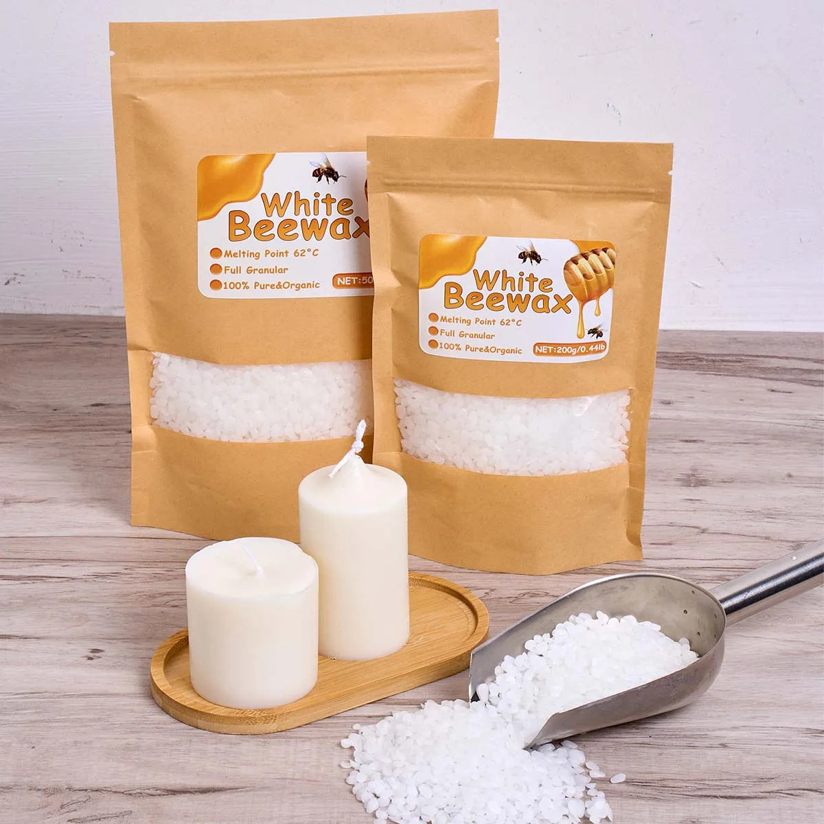 1000g White Beeswax DIY Candle Making Meterial Pure Natural Granular Bag Odorless Wax Particles Raw Materials Handicraft Supplier