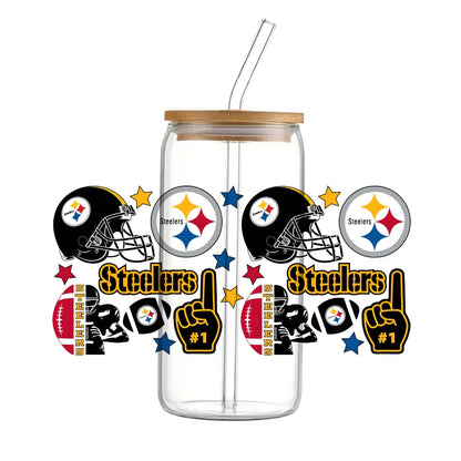 Soccer & Football Sports UV DTF Cup Wrap – 16oz Libbey Glass Can Transfer | Waterproof 3D Sticker